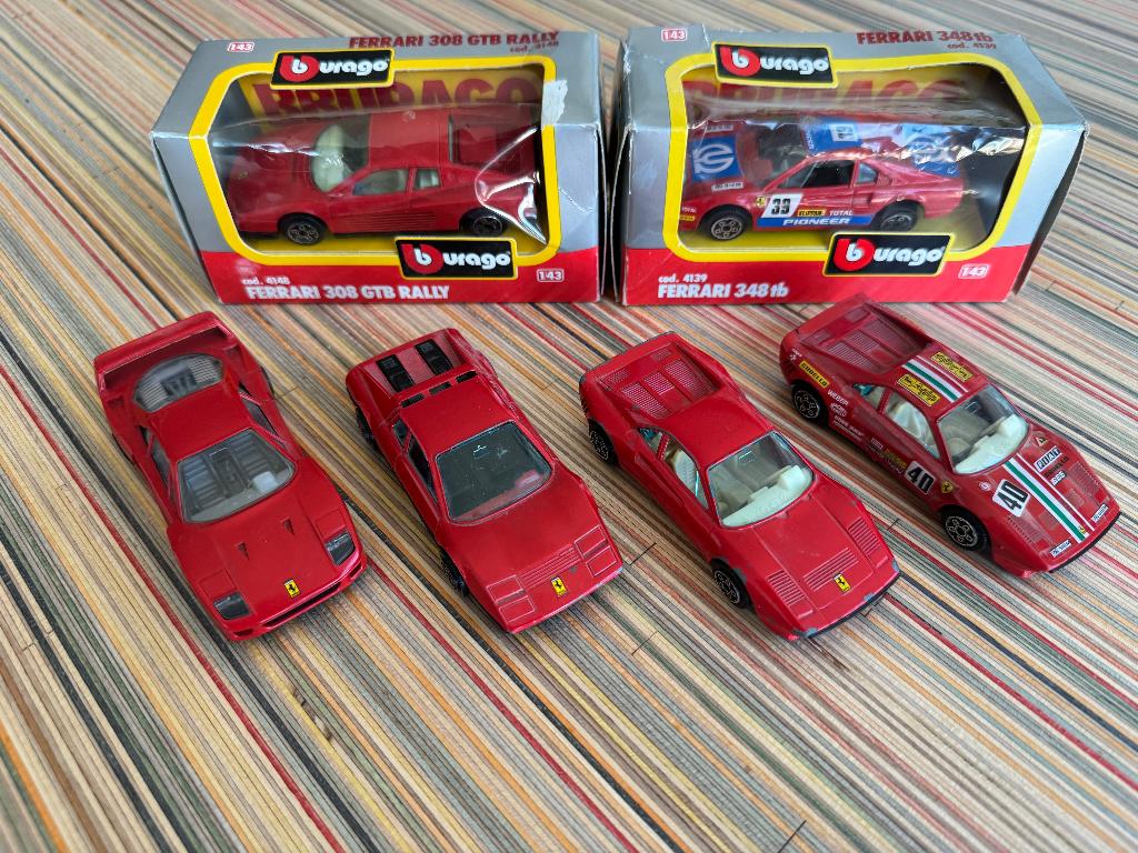 6 stuks 1:43 Bburago - Ferrari 308 GTB Rally + 348 tb + ..., Ophalen of Verzenden, Gebruikt, Auto, Overige merken