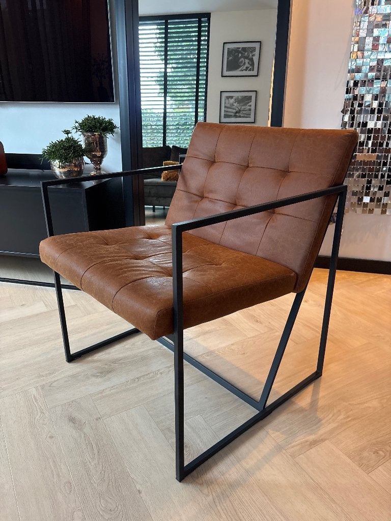 Stoel cognac Woood, Ophalen, Zo goed als nieuw, Bruin, Eén