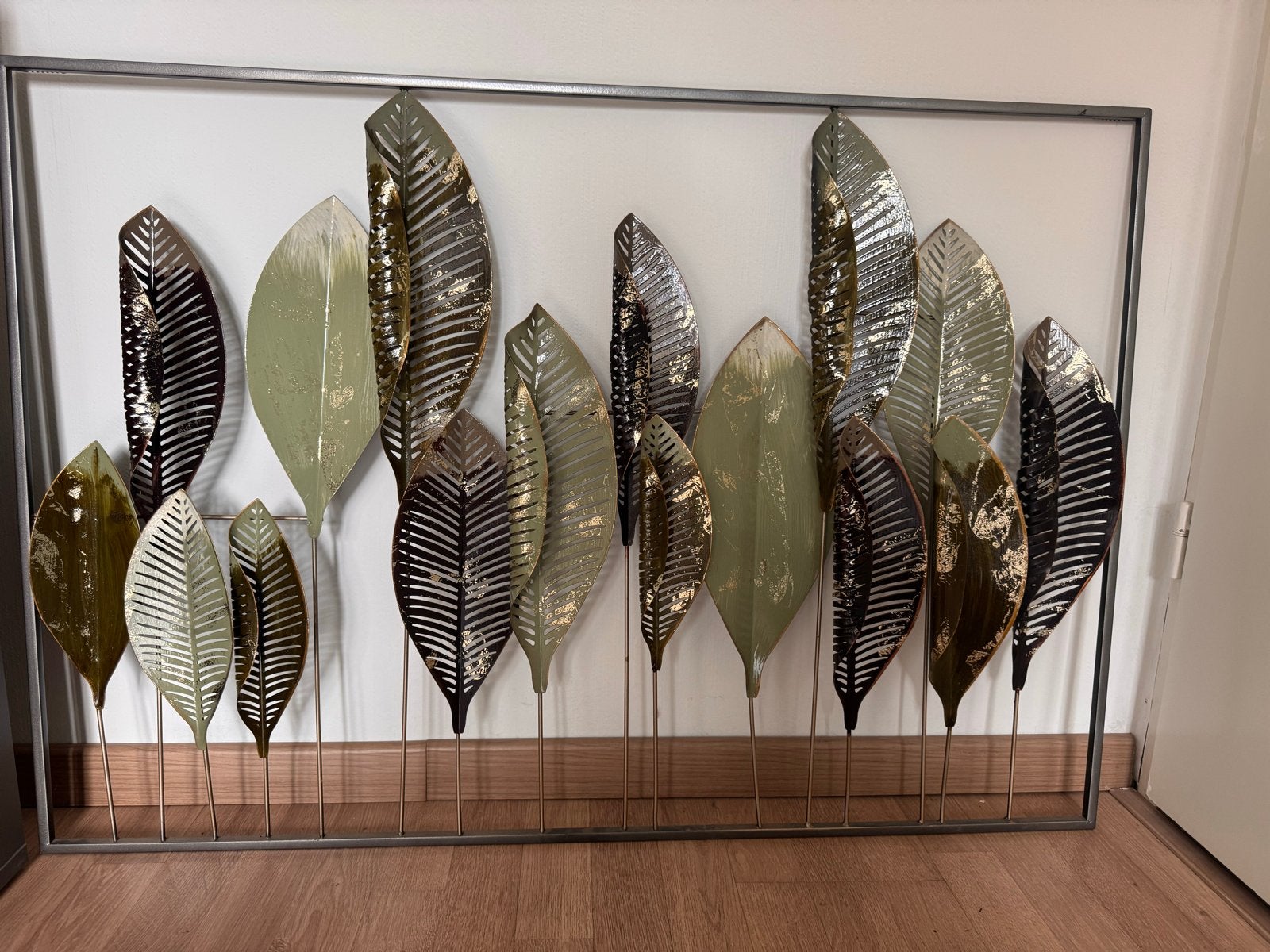 3D Wanddecoratie Bladeren, Metaal, Wandsculptuur, Meerkleurig, Ophalen of Verzenden