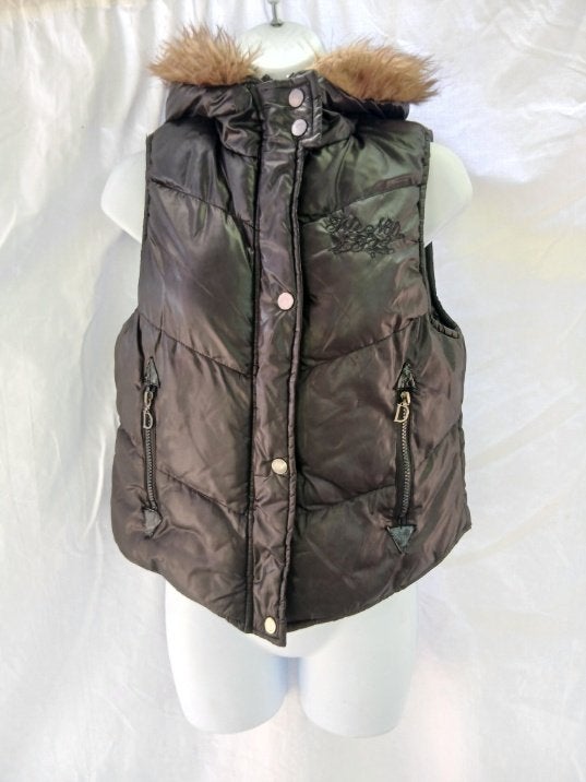 Stoere zwarte bodywarmer nepbontkraag mt M merk Max Blue 21, Maat 38/40 (M), ., Zwart, Ophalen of Verzenden