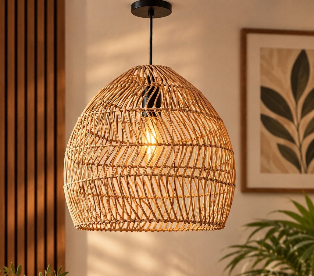 Paco Home Orna Hanglamp - Natuurlijk Rotan - E27 Fitting, Bohemian, Natuurlijk, Scandinavisch, Natuurlijk materiaal, Nieuw, E27 (groot)