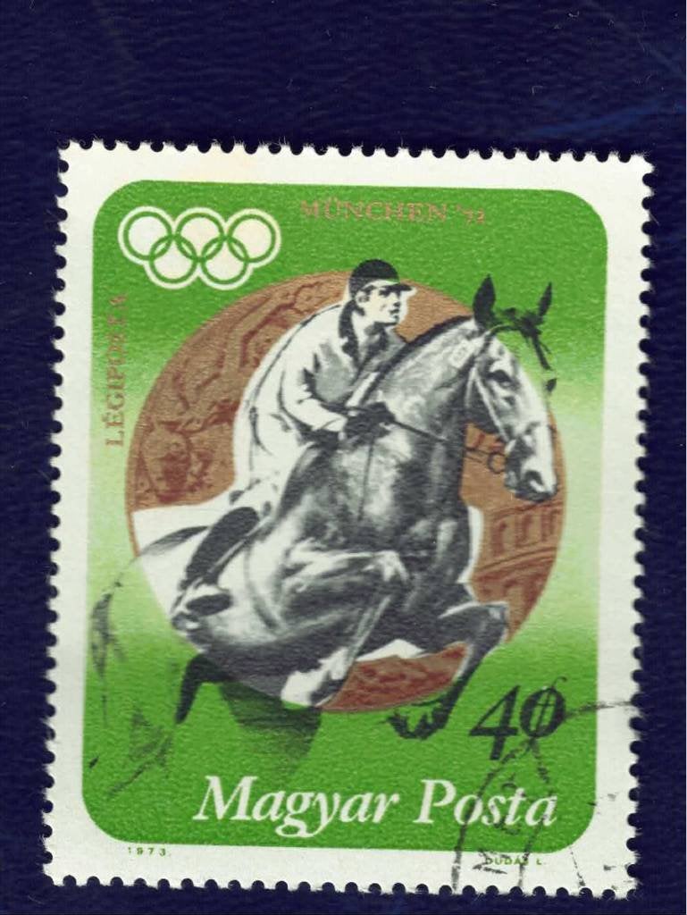 Fauna - Paarden - Hongarije - 40 Gr. - Olymp. Sp Muchen '72, Ophalen of Verzenden, Gestempeld, Dier of Natuur