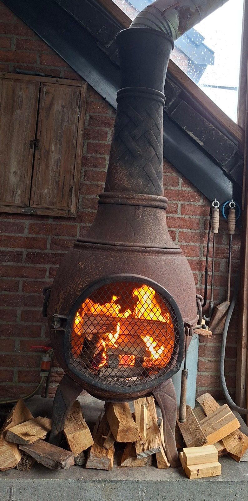 Gietijzeren kachel voor buiten., Tuin en Terras, Ophalen, Gebruikt
