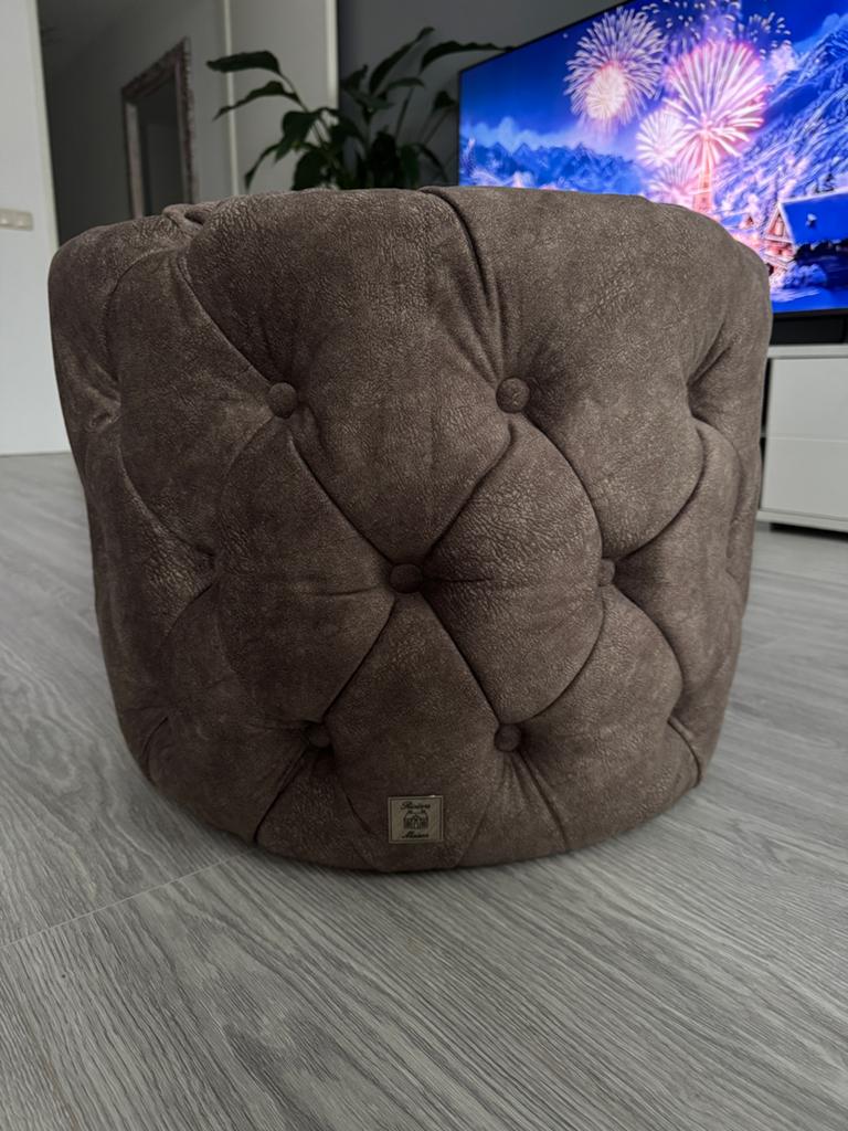 Poef Riviéra Maison zo goed als nieuw, Huis en Inrichting, Ophalen of Verzenden, Zo goed als nieuw, Rond, Minder dan 50 cm