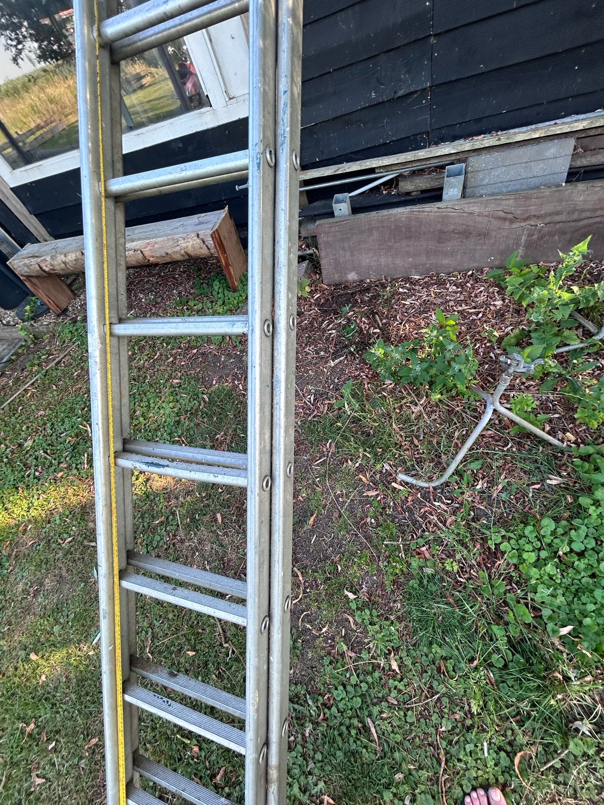 Uitschuifbare ladder - 2x3,7 meter, Ophalen, Gebruikt, Ladder, Opvouwbaar of Inschuifbaar