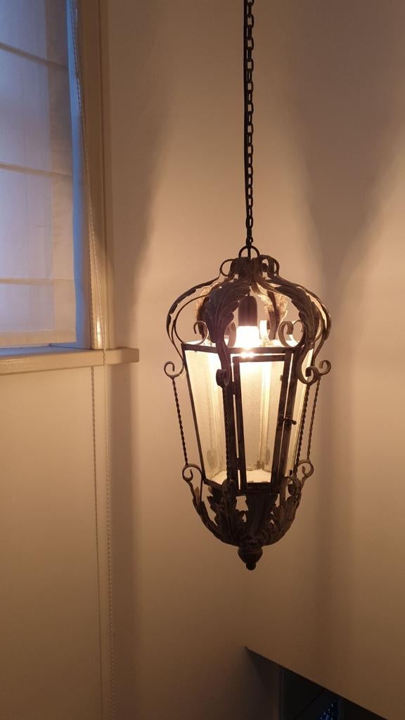 Romantische smeedijzeren hanglamp met ketting, Ophalen of Verzenden