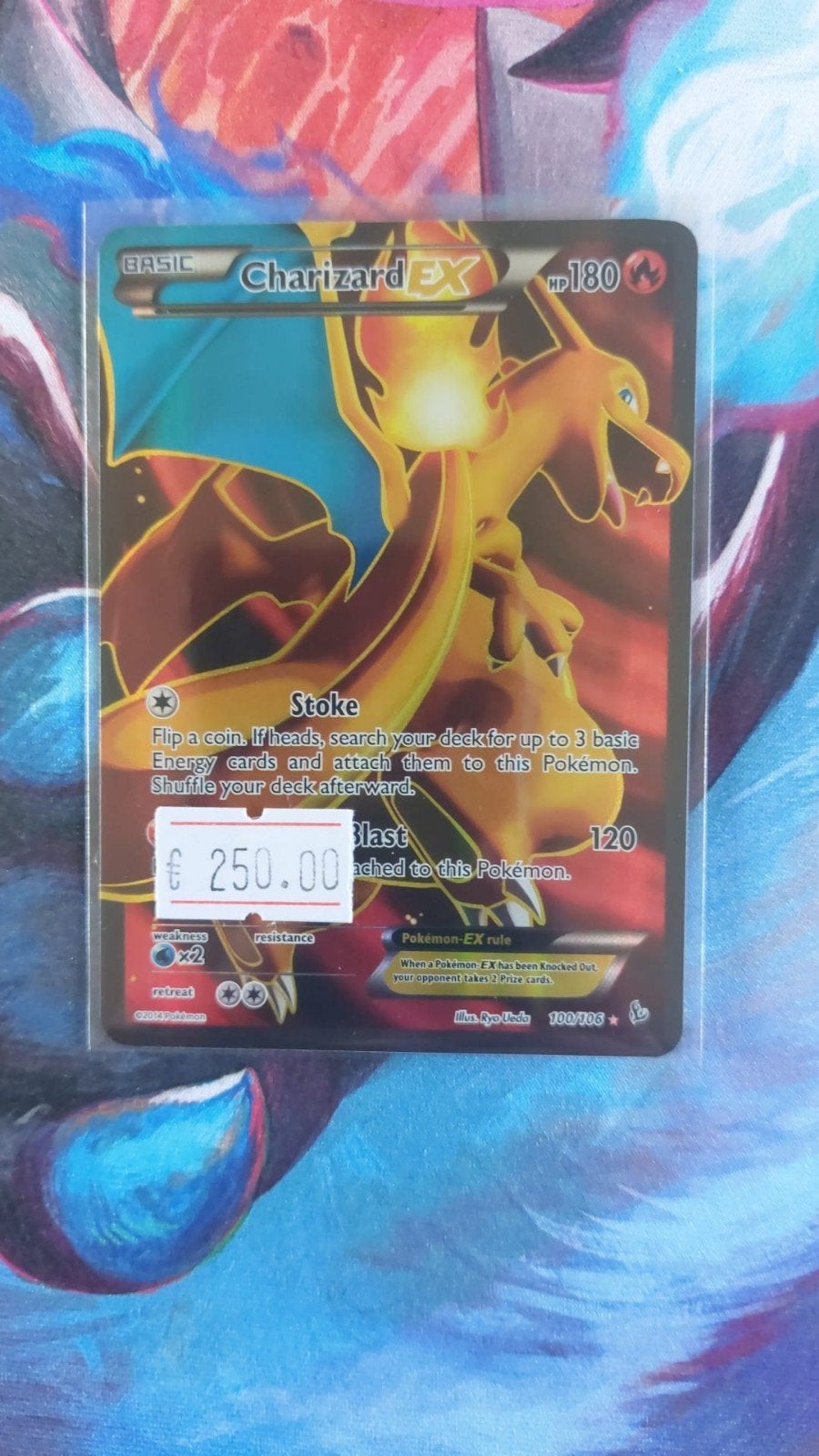 Charizard Ex 100/106, Ophalen of Verzenden, Zo goed als nieuw, Losse kaart, Foil