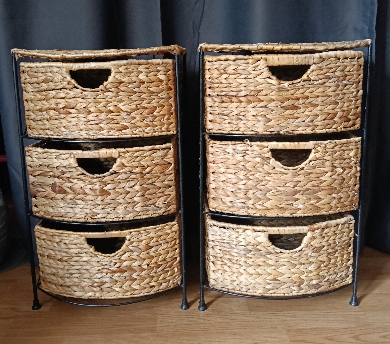 2 kastjes gevlochten met ijzer, Huis en Inrichting, Kasten | Ladekasten, Ophalen, Minder dan 50 cm, Zo goed als nieuw, Minder dan 100 cm