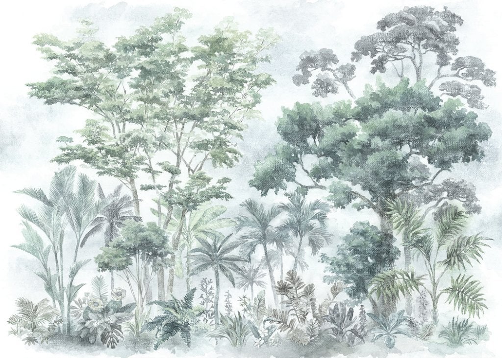 Aquarel Jungle behang Silva, botanisch, Muurdeco4kids, Huis en Inrichting, Verzenden, Fotobehang