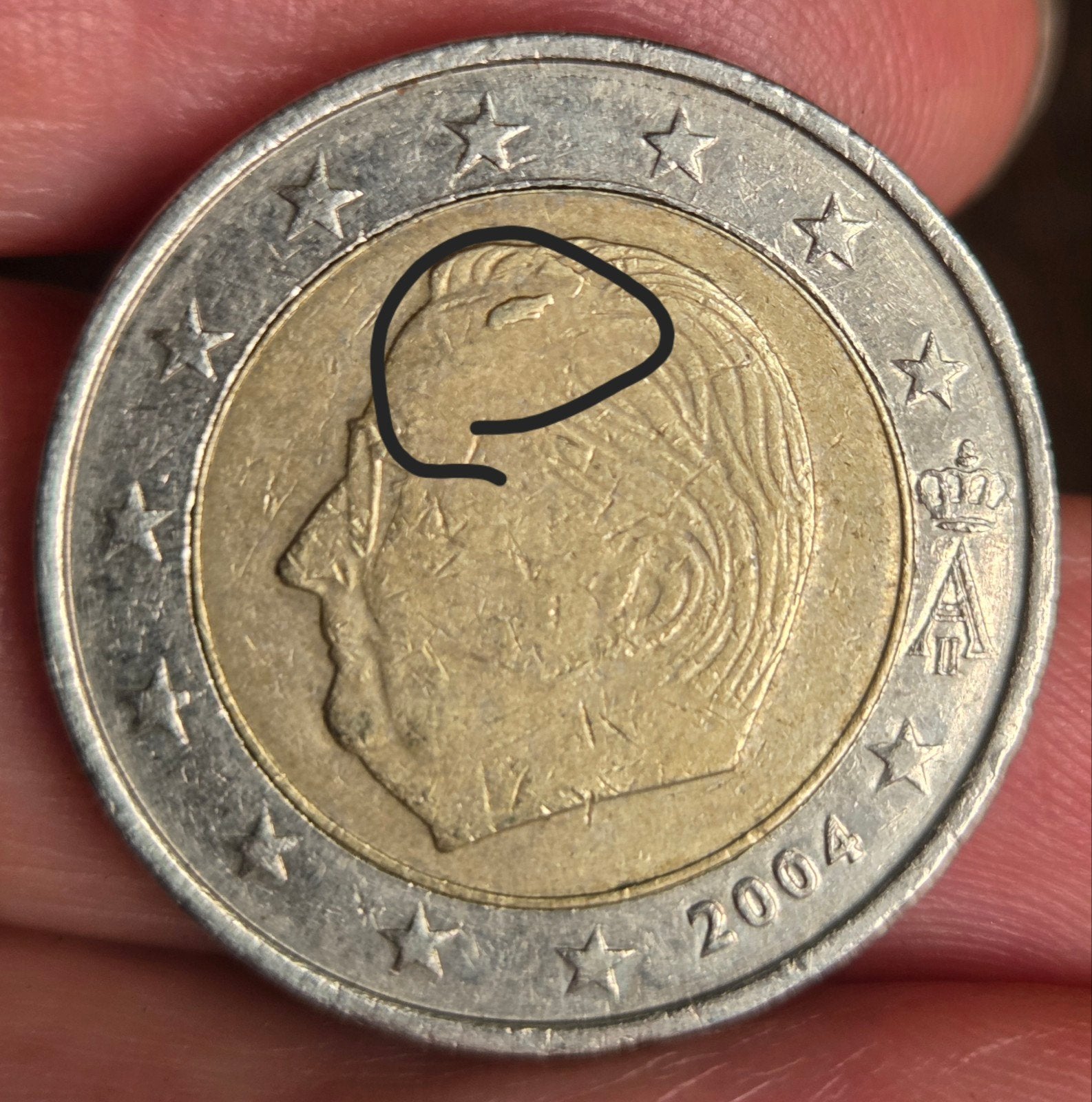 2 euro België 2004 misslag error drukfout, Ophalen, België, 2 euro, Losse munt