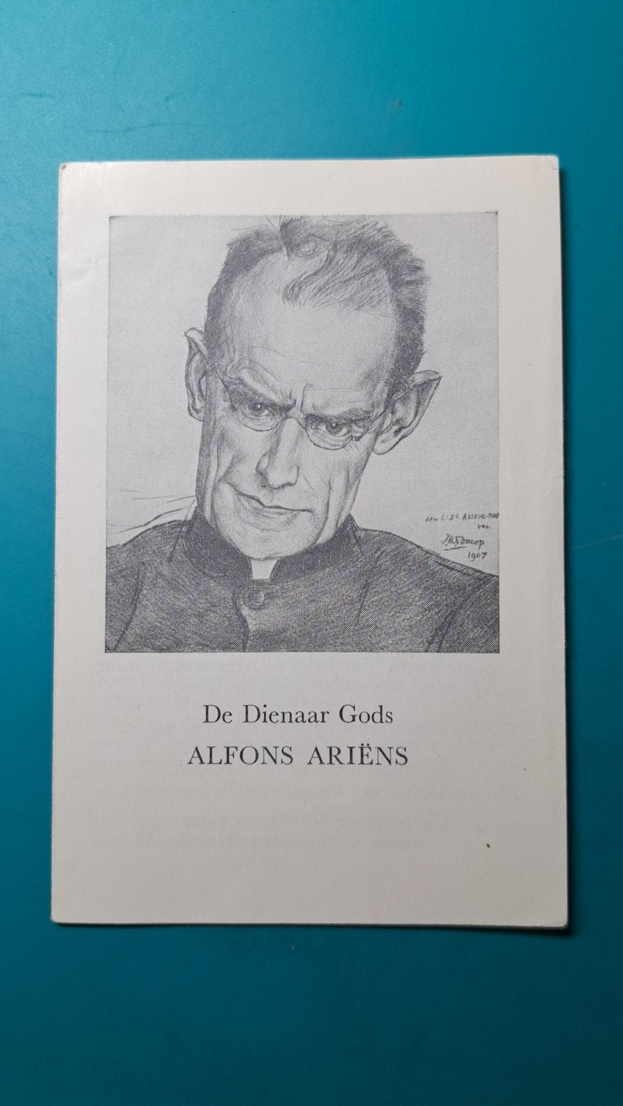 Alphons Ariëns , Bidprentje tekening Jan Toorop, Verzenden, Bidprentje
