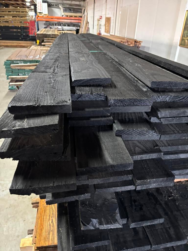 Zwarte douglas potdekselplanken 2x15 3,1m en 5m, Tuin en Terras, Palen, Balken en Planken, Ophalen of Verzenden, Zo goed als nieuw