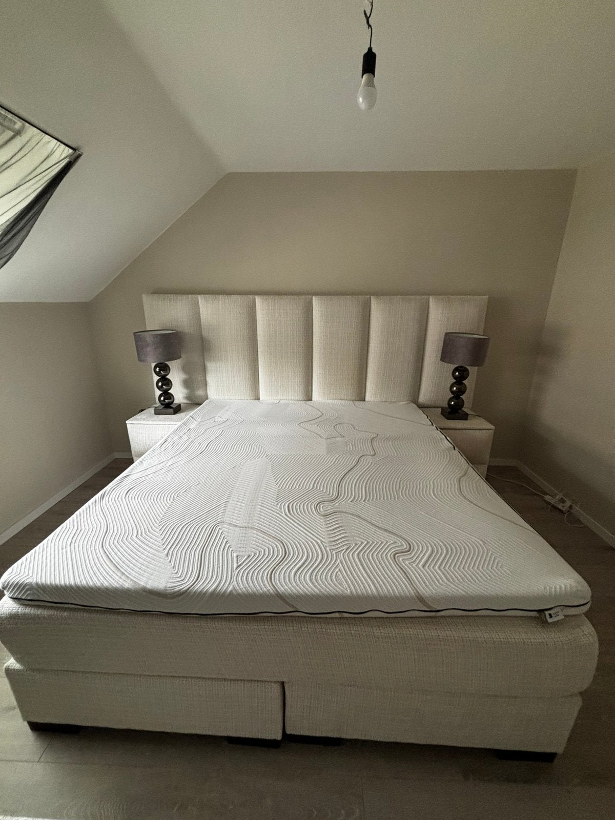Boxspring Lux 180x200- compleet, Beige, Tweepersoons, Zo goed als nieuw, 180 cm