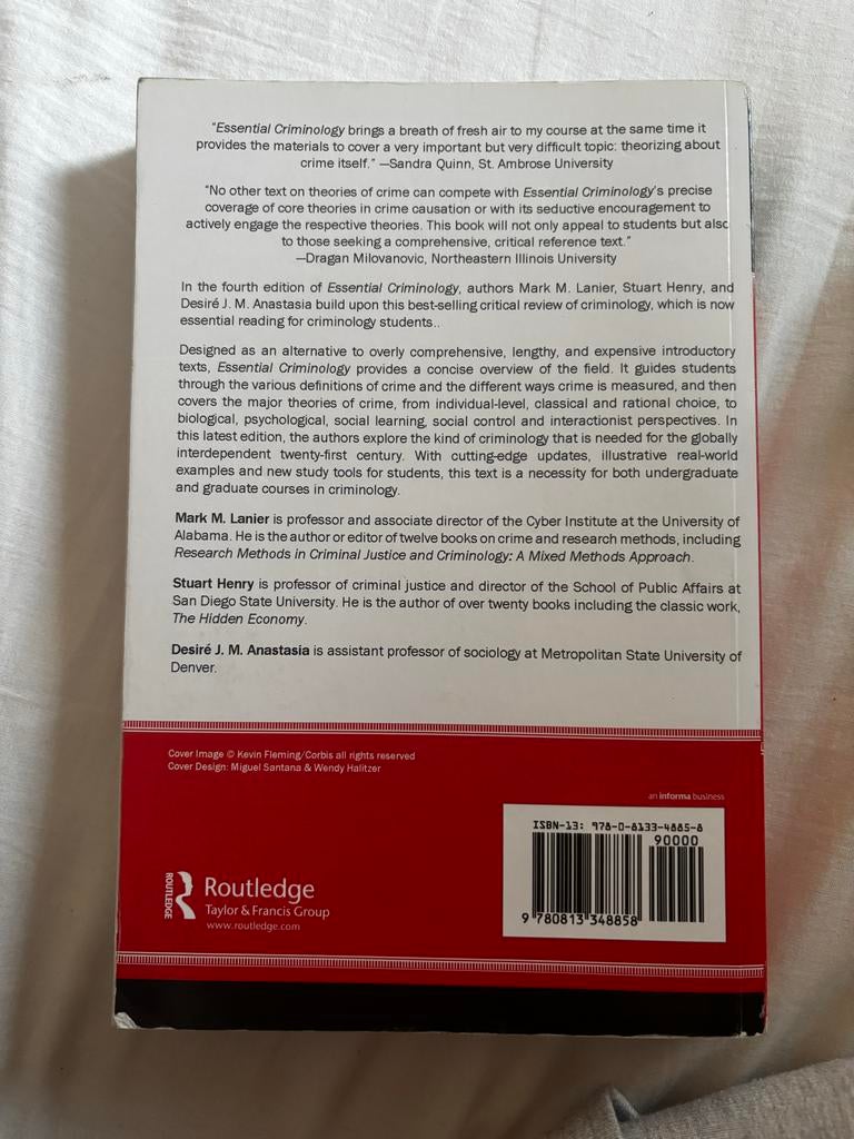 Essential Criminology - 4e editie, Ophalen of Verzenden, Gamma, Zo goed als nieuw, WO
