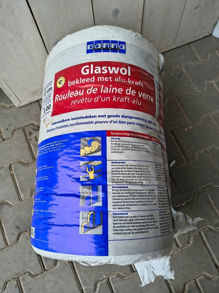 Glaswol 1 rol, Ophalen, 4 tot 8 cm, Mvs, Nieuw