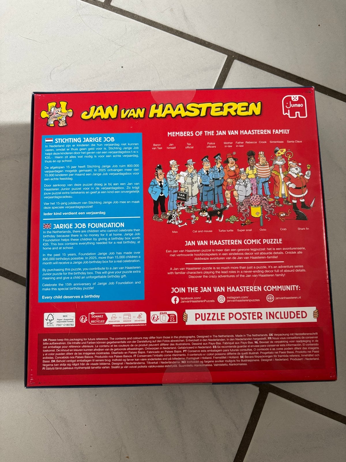Jan van Haasteren Comic Puzzel 1000 stukjes - Jarige Job, Ophalen of Verzenden, 500 t/m 1500 stukjes, Nieuw, Legpuzzel