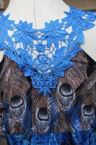 Jurk blauw pauw mt S/M Comeng Aparte rug Maxi dress Vaste OP, Blauw, Comenq, Ophalen of Verzenden, Zo goed als nieuw
