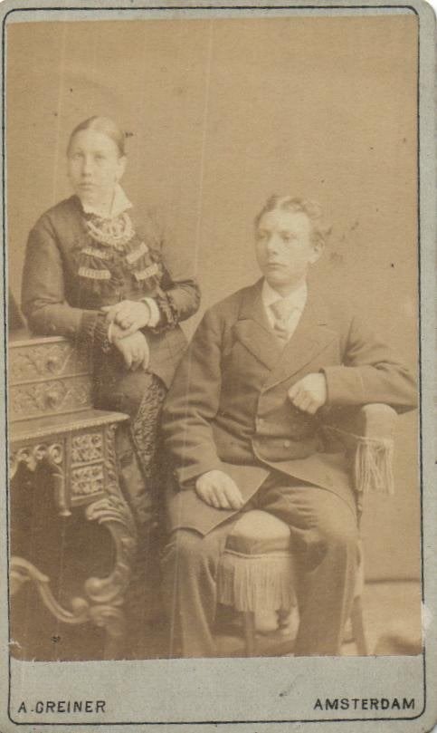 CDV - A. Greiner -   Amsterdam - Echtpaar, Gebruikt, Verzenden, Foto, Voor 1940