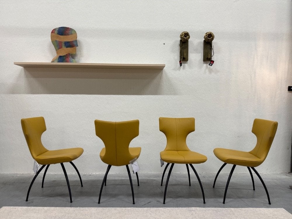 4 Nieuw Leolux Callas Eetkamerstoel geel leer Design stoel, Leolux, Overige kleuren, Info@leolux.nl, Nieuw