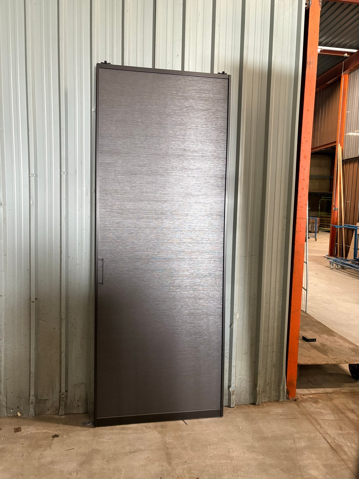 Deurpanelen/kastdeuren - Geborsteld metaal look & spiegel, Ophalen, Gebruikt, 200 cm of meer, 50 tot 100 cm