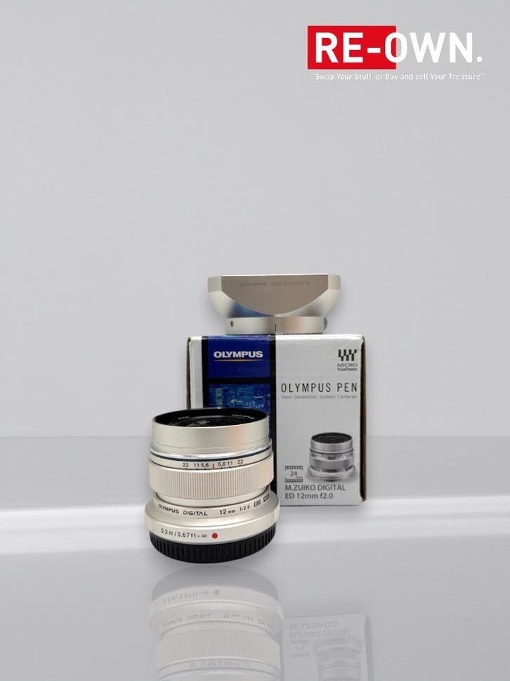 OLYMPUS M.ZUIKO DIGITAL ED 12MM F/2 SILVER | MFT | GARANTIE, Olympus, ,, Lensdoppen, Olympus