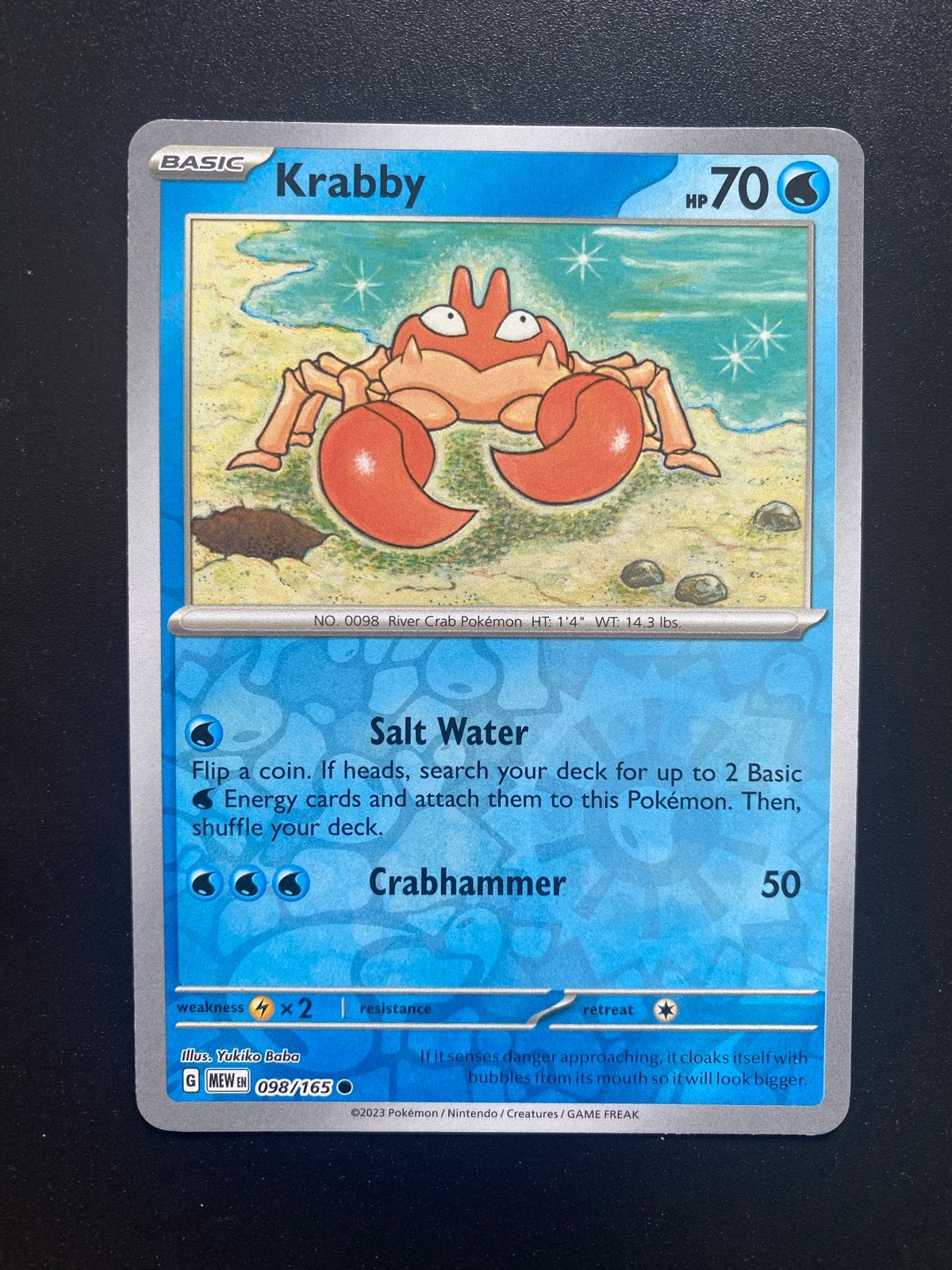Krabby Reverse Holo 098/165 Pokémon 151 Packfresh, Ophalen of Verzenden, Zo goed als nieuw, Losse kaart, Foil