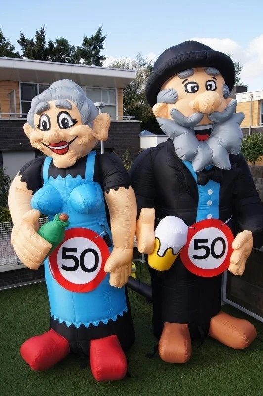 Te Huur :Opblaas Abraham en Sarah 50 jaar - Feestdecoratie, Ophalen, Gebruikt, Feestartikel, Abraham of Sarah