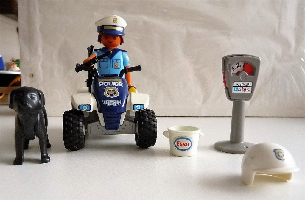 QUAD 3655 MET HELM WAAKHOND PARKEERMETER, Verzenden, Zo goed als nieuw, Complete set