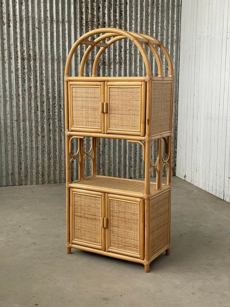 Vintage rotan kast uit de jaren '70 bamboe hout bar wandkast, Ophalen, Redesign, Gebruikt, Aalsmeer