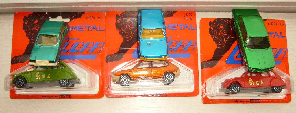 Dinky Toys Cougars 2x Eend 2CV, BMW, 2x Fiat Ritmo, Ophalen of Verzenden, Gebruikt, Auto, Dinky Toys