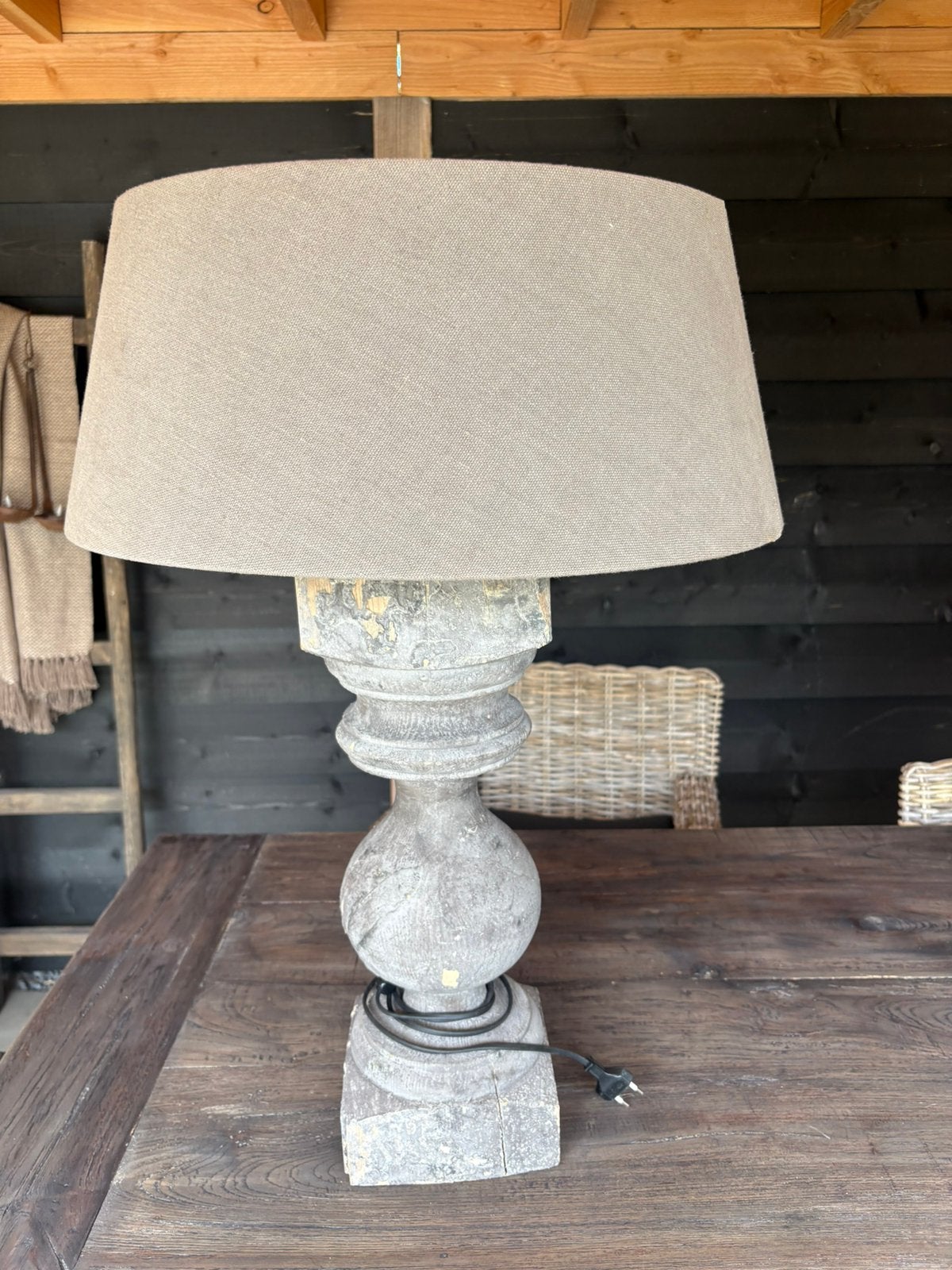 Baluster lamp met kap, Ophalen, Zo goed als nieuw, Met kap