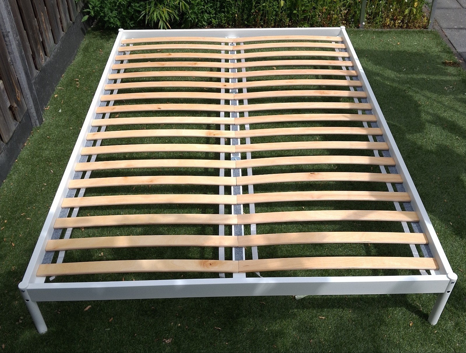 Ikea 2 persoonsbed+lattenbodem, Ophalen, Wit, Tweepersoons, Modern basic