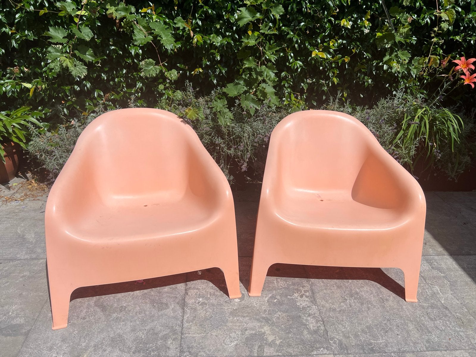 2 IKEA tuinstoelen oranje SKARPÖ, Ophalen, Gebruikt, Kunststof