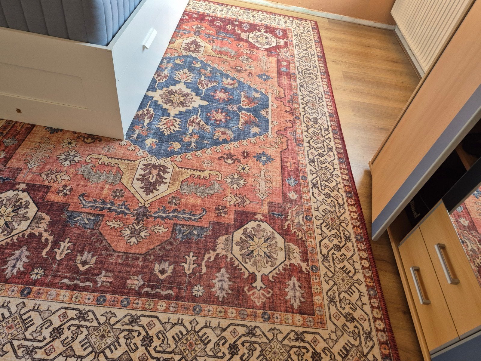 Groot vloerkleed vintage Perzische stijl – 200 x 300 cm, Ophalen, Gebruikt, Blauw, 200 cm of meer