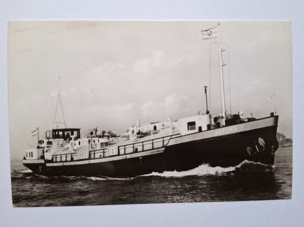 ansichtkaart mts Butania - van Ommeren - 1951, Verzenden, 1940 tot 1960, Ongelopen, Overige thema's