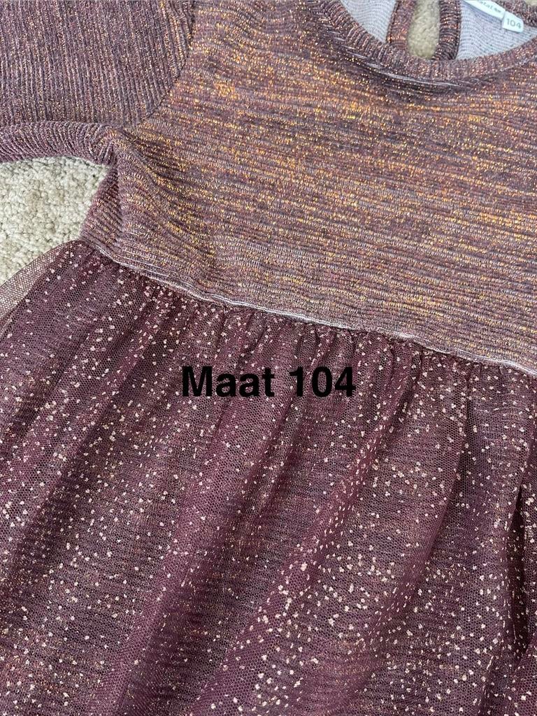 Paars jurkje met tule en glitters Prénatal Maat 104, Ophalen of Verzenden, Gebruikt, Meisje, Jurk of Rok