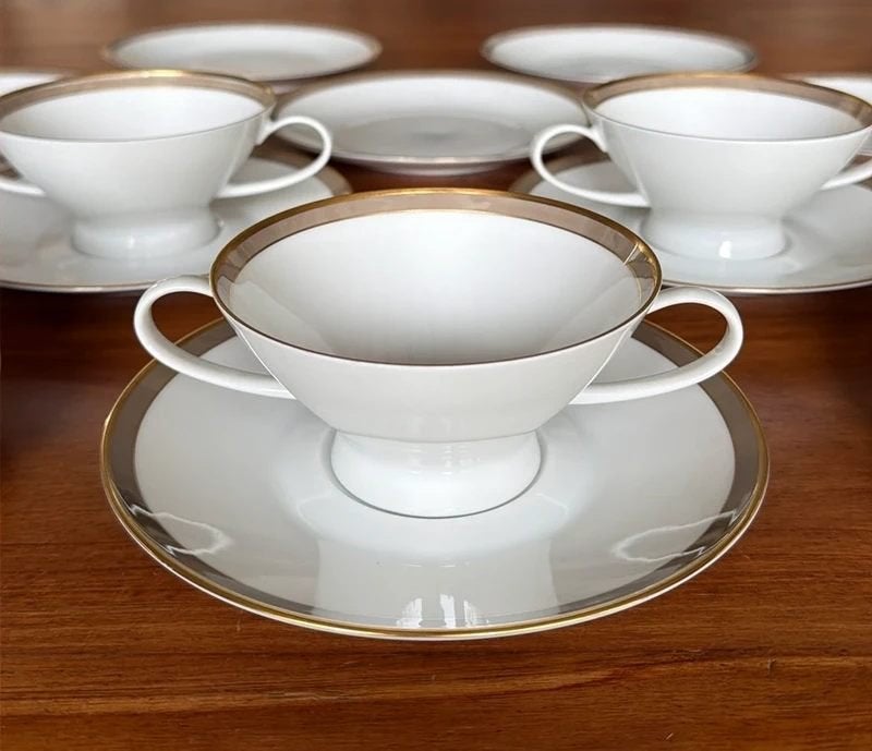 6 pers. Rosenthal Gala Brown soepkommen met borden, Huis en Inrichting, Keuken | Servies, Overige merken, Ophalen of Verzenden