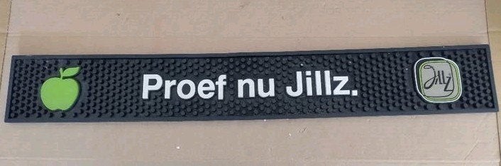 Jillz barmat of drupmat rubber 50cm x 8cm, Ophalen of Verzenden, Zo goed als nieuw, Reclamebord, Plaat of Schild, Overige merken