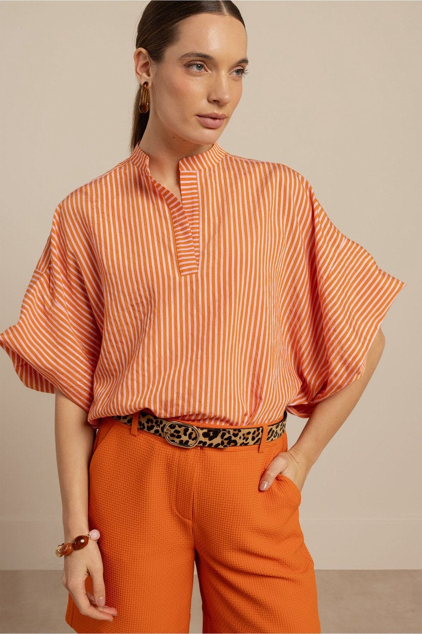 Studio Anneloes Lauren stripe orchid orange blouse poplin XL, Kleding | Dames, Studio Anneloes, Maat 46/48 (XL) of groter, Oranje