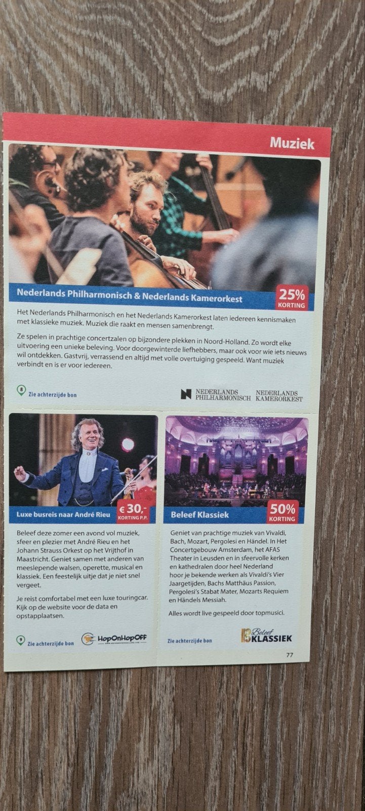 muziek postcodeloterij voordeelbonnen voor kortingen, Drie personen of meer, Kortingsbon