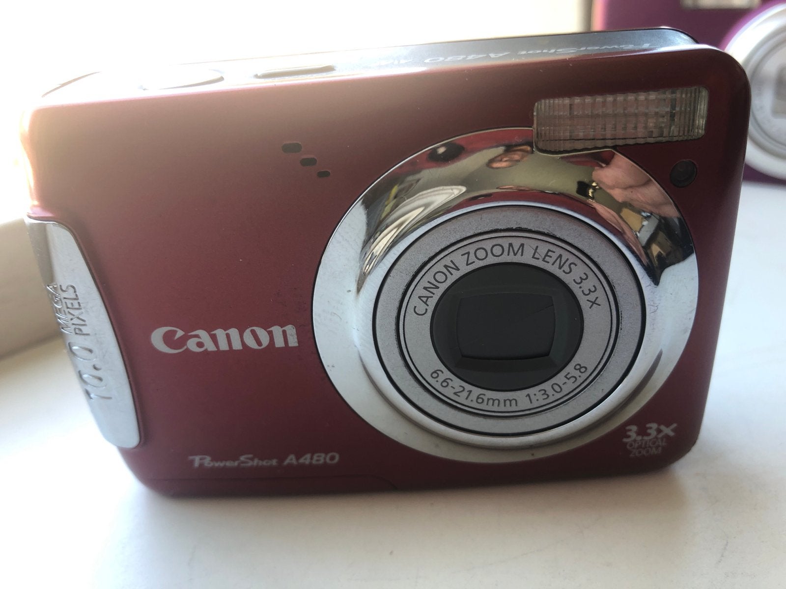 Canon PowerShot A480 Compactcamera Rood - 10.0 Megapixels, Ingebouwde flitser, Gebruikt, Canon, Ophalen of Verzenden