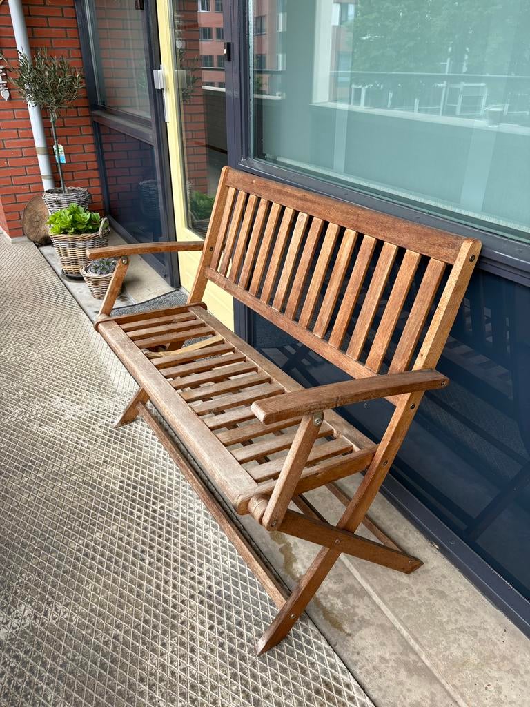 Massief acaciahouten inklapbare tuinbank 120 cm, Ophalen, Gebruikt, Hout