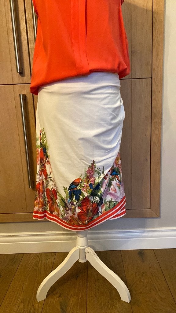 Rok gedrapeerd Wit met kleuren maat 42 Promiss, Promiss, Overige kleuren, Maat 42/44 (L), Ophalen of Verzenden
