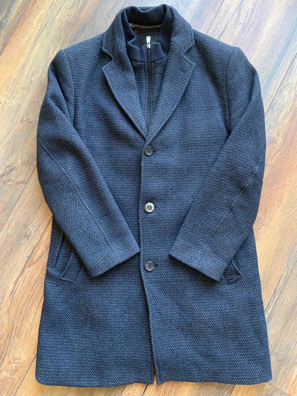 Roy Robson wollen winter herenjas donkerblauw 50 L, Ophalen of Verzenden, Zo goed als nieuw, Maat 48/50 (M), Blauw