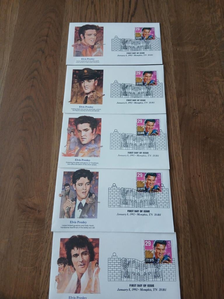 5 x Eerstedagenvelop   ELVIS PRESLEY   1993, Ophalen of Verzenden, Onbeschreven, Rest van de wereld