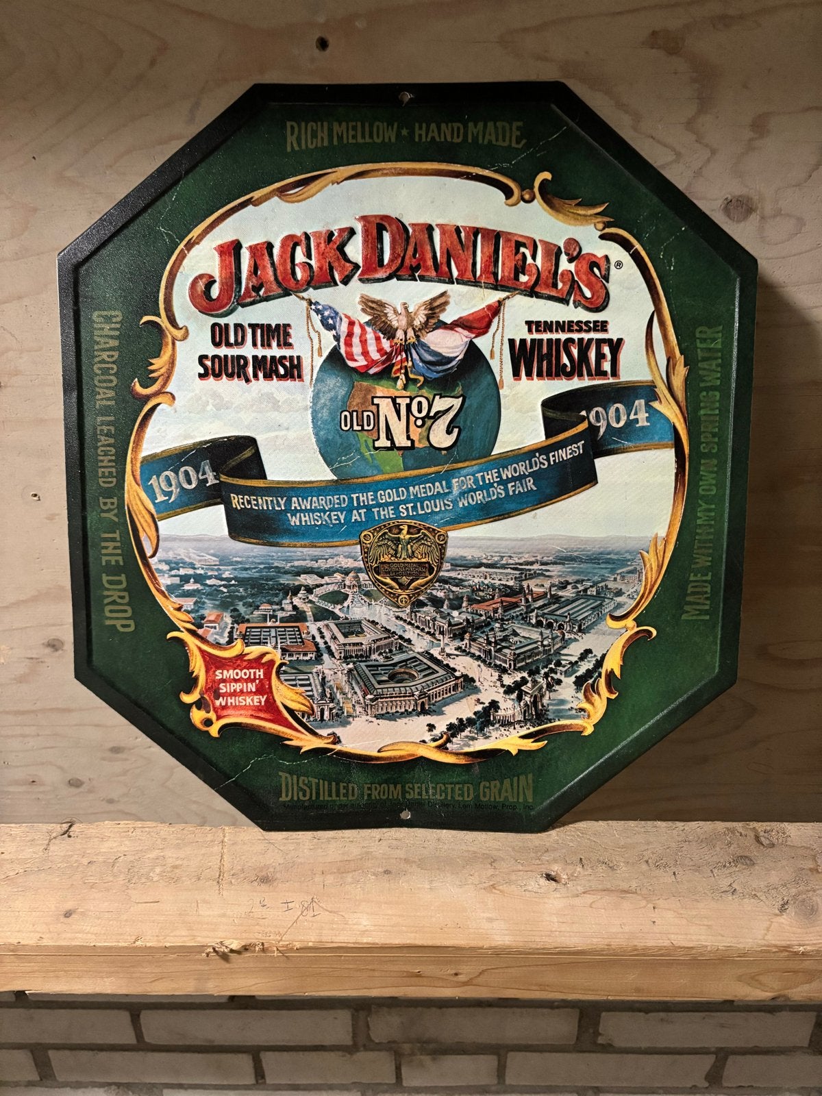 Jack Daniel's Reclamebord - St. Louis Wereldtentoonstelling, Ophalen of Verzenden, Gebruikt, Reclamebord