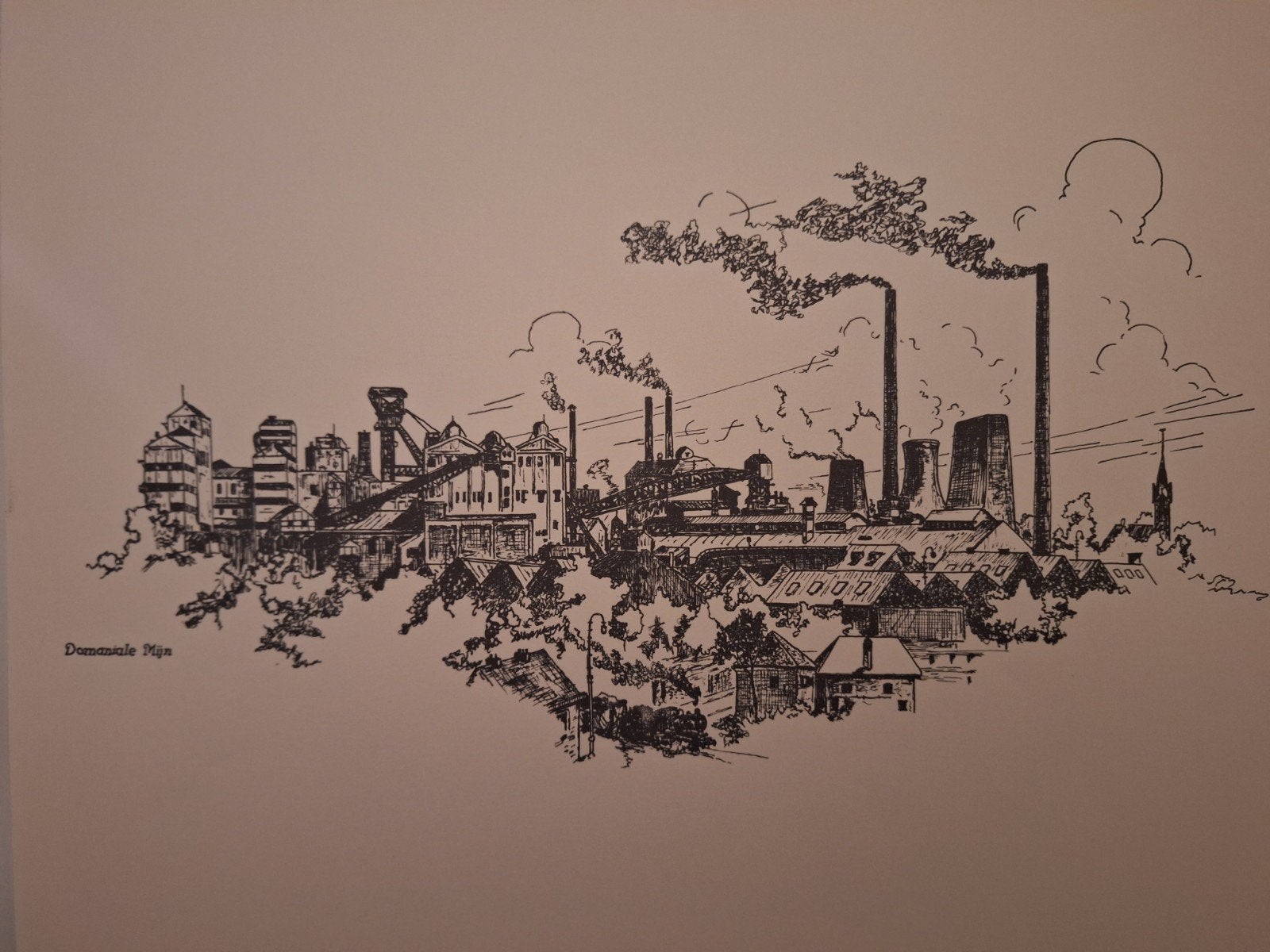 12 pentekeningen Limburgse Mijnen, Ophalen of Verzenden, Minder dan 50 cm, Schilderij