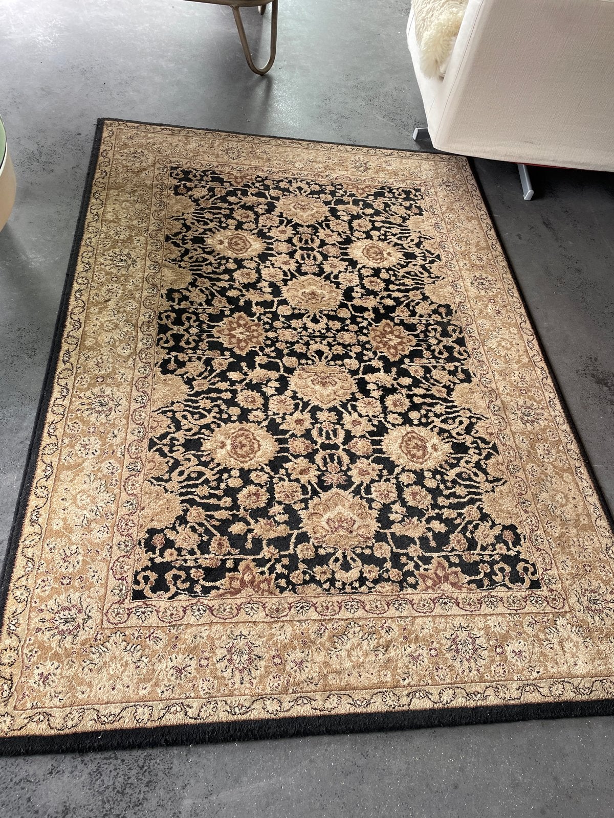 Oosters tapijt 140x200 cm - Zwart met beige/bruin patroon, Ophalen, Gebruikt, 100 tot 150 cm, Zwart