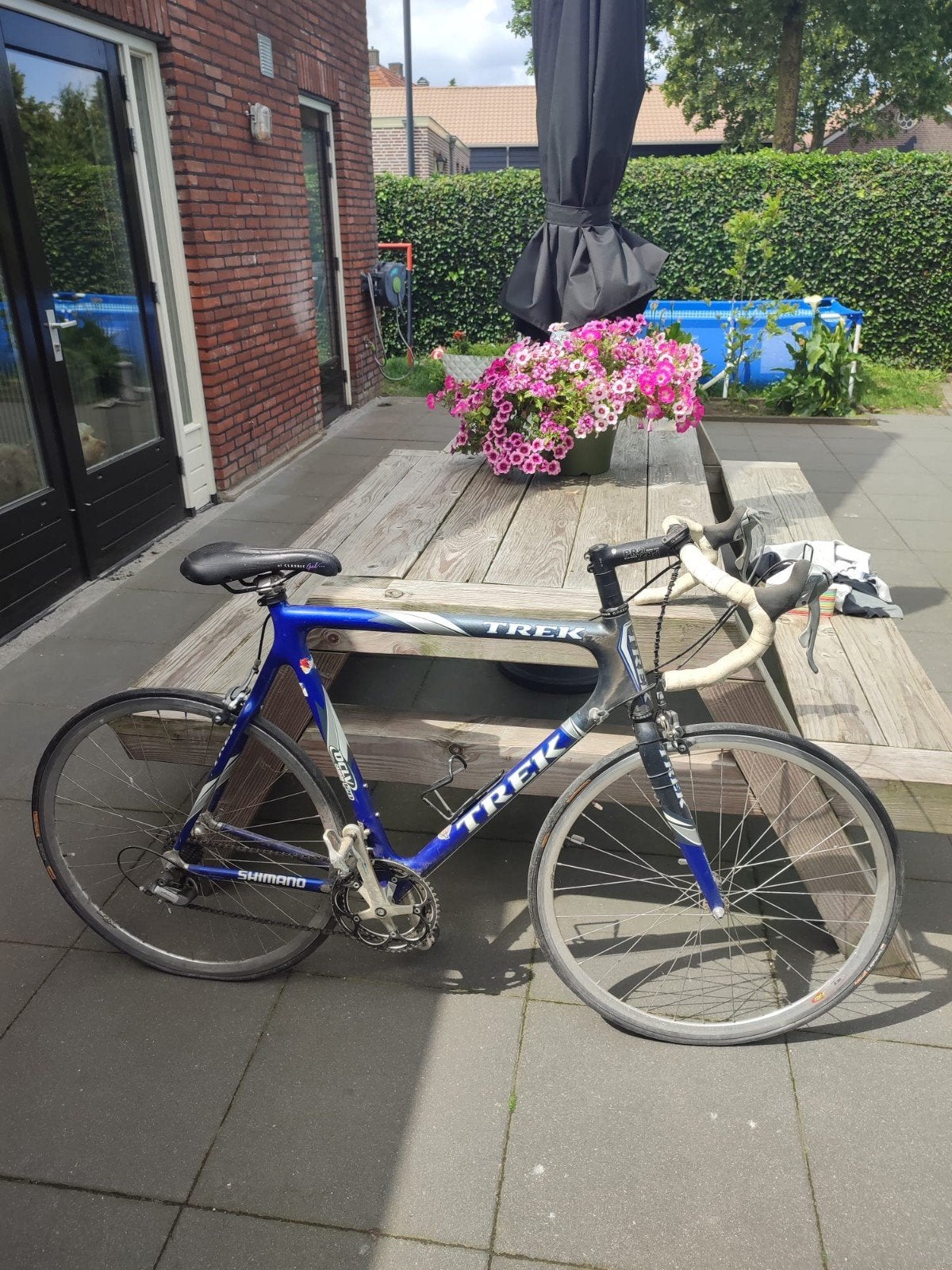 Trek racefiets, blauw, Fietsen en Brommers, Fietsen | Racefietsen, Gebruikt, Aluminium, Meer dan 20 versnellingen, Ophalen
