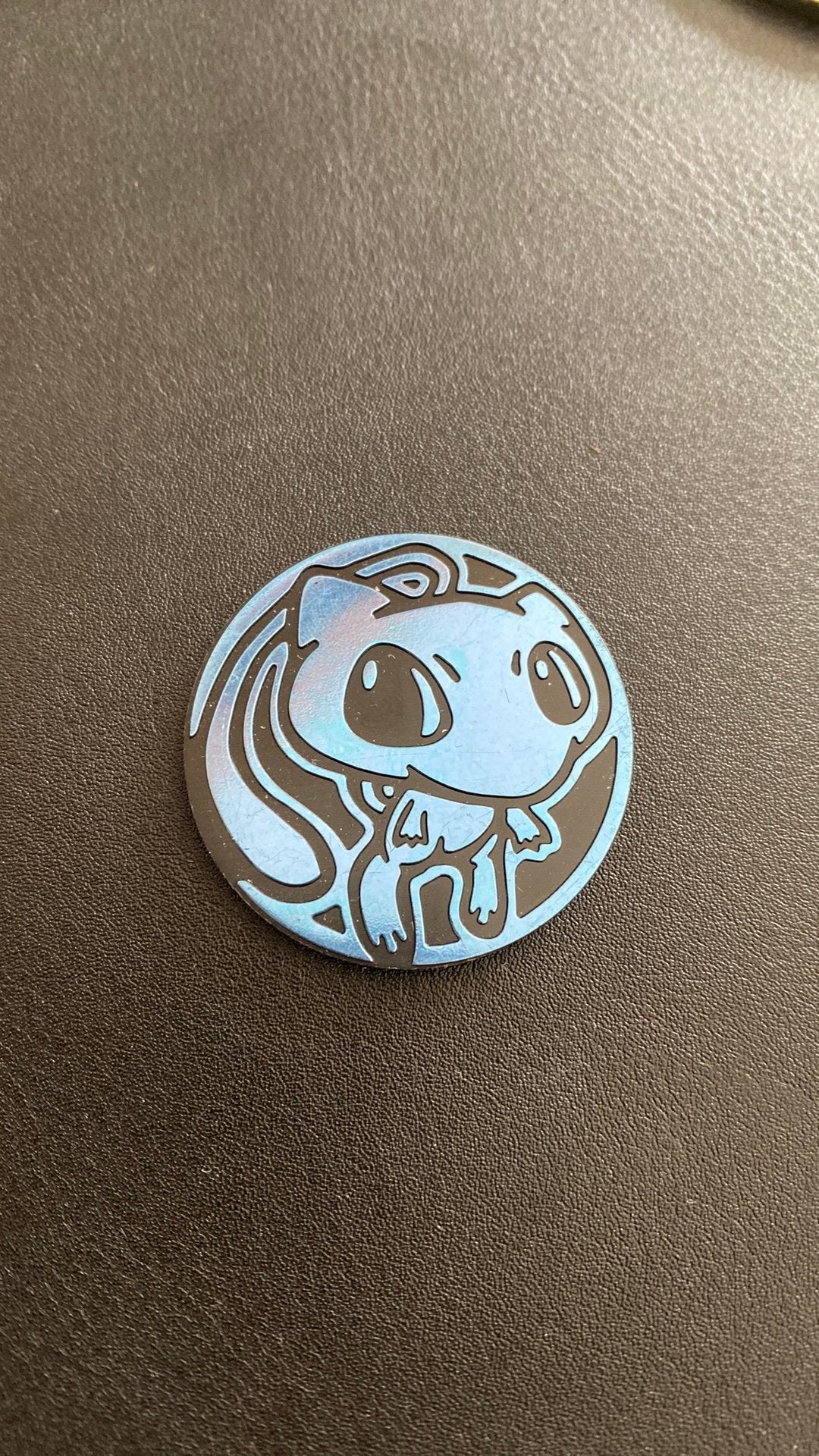 Pokemon munt shining mew coin blauw, Ophalen of Verzenden, Gebruikt, Overige typen